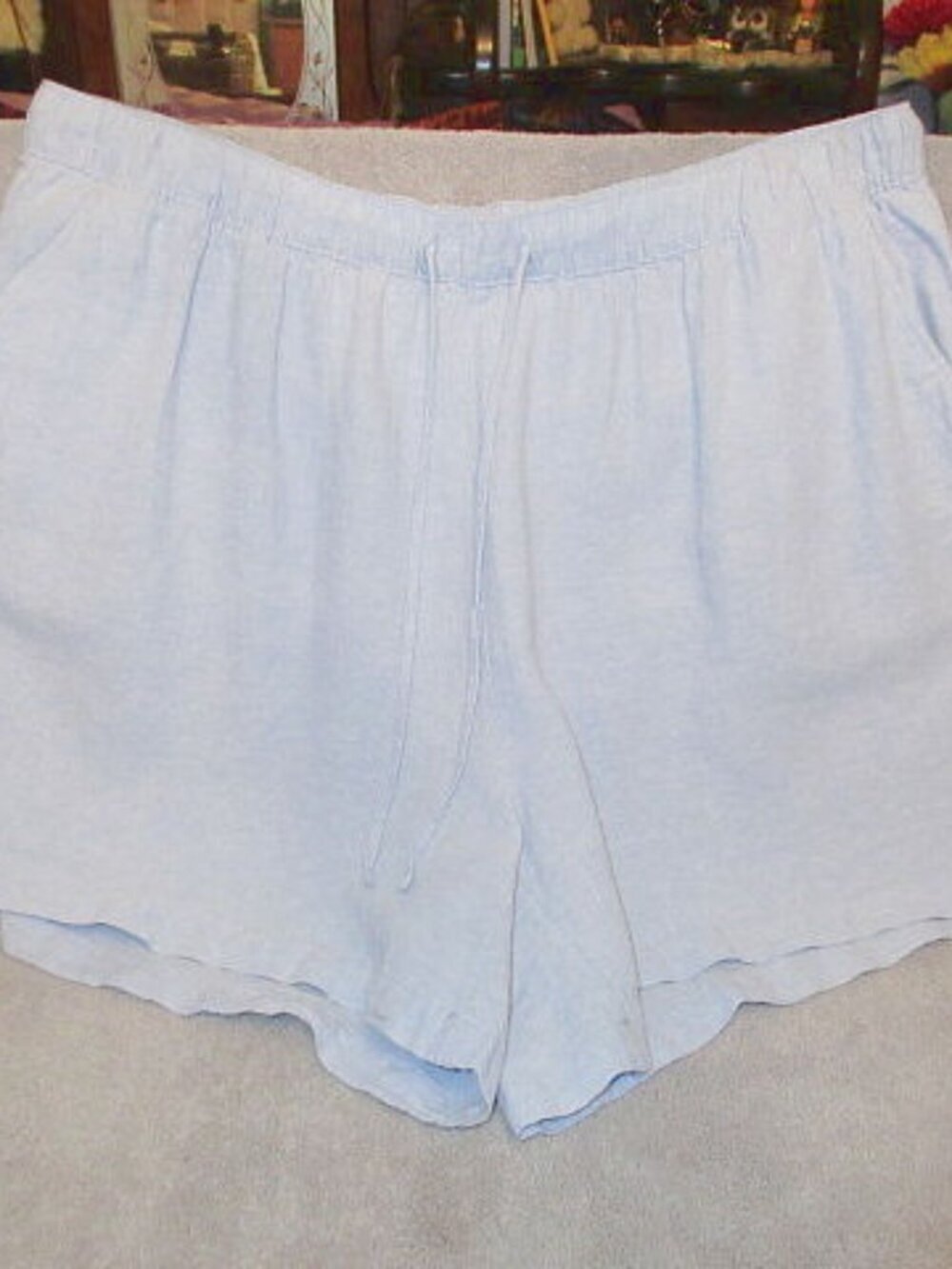 Tahari Linen Pull On Shorts Size 2X Pockets Wide Leg High Rise Coastal Beach NEW